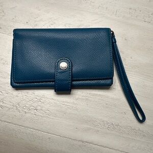COACH Skinny Wallet Wristlet with Strap in Teal
